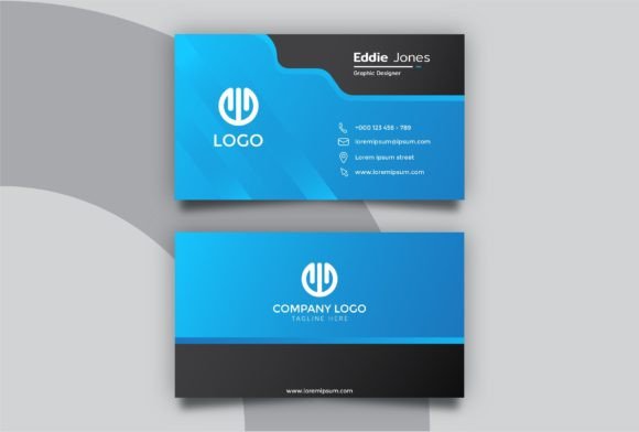 Black Blue Professional Business Card Graphics for Print Templates