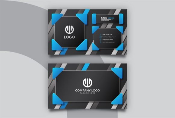 Corporate Blue Black Business Card Graphics