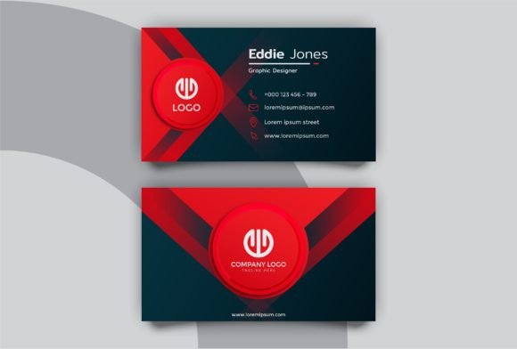 Creative Black and Red Business Card Graphics for Print Templates