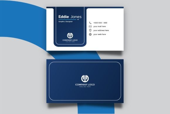 Dark Blue and White Business Card