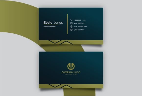 Elegant Dark Green Business Card Graphics