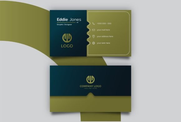 Elegant Modern Dark Green Business Card Graphics