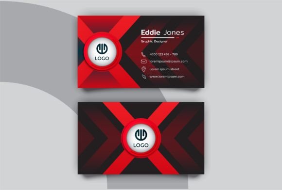 Futuristic Black Red Business Card Graphics for Print Templates