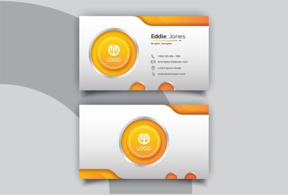 Futuristic Orange Business Card Graphics for Print Templates