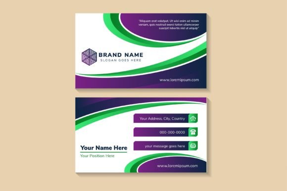Green Purple Curve Business Card Graphics