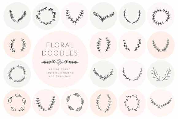 Hand Drawn Floral Doodles Vol.5 Wreaths Graphics