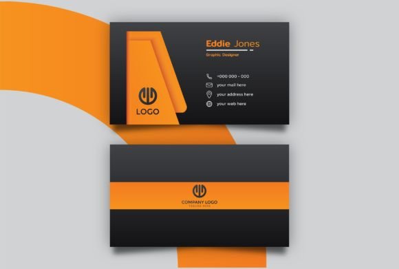 Minimal Orange and Black Business Card