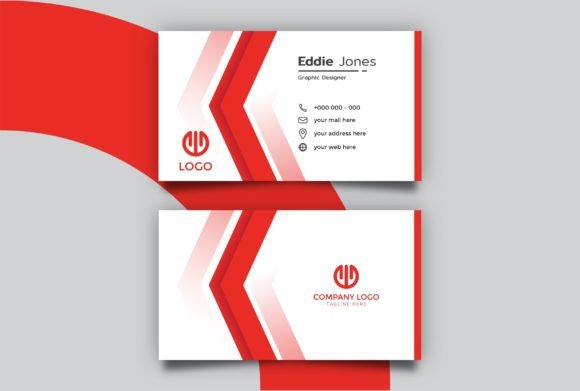 Minimal Red and White Business Card Graphics for Print Templates