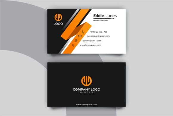 Modern Black Orange Business Card Graphics