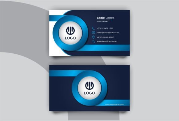 Modern Blue Business Card Graphics for Print Templates