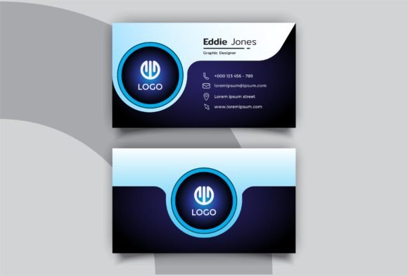 Modern Dark Blue Business Card