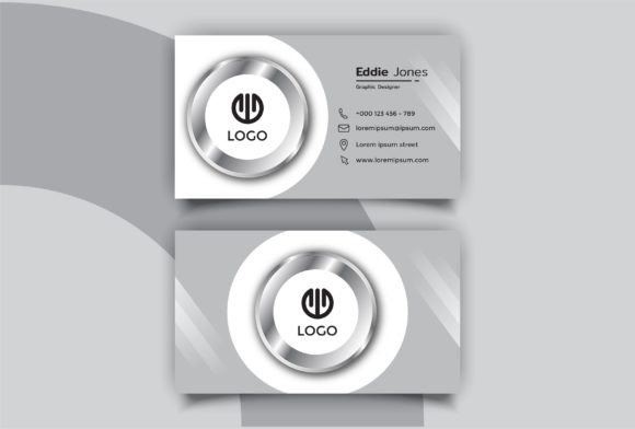 Modern Metallic Business Card Graphics for Print Templates