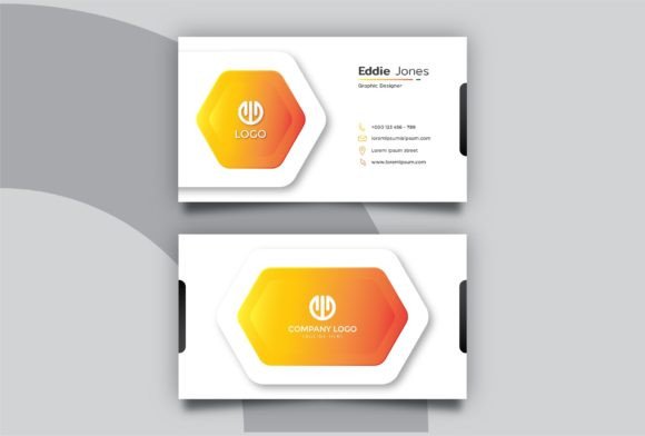 Modern White Orange Business Card Graphics for Print Templates