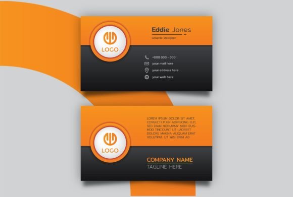 Orange and Black Business Card Graphics