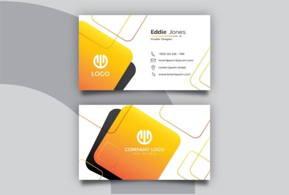 Orange Modern Business Card Graphics for Print Templates