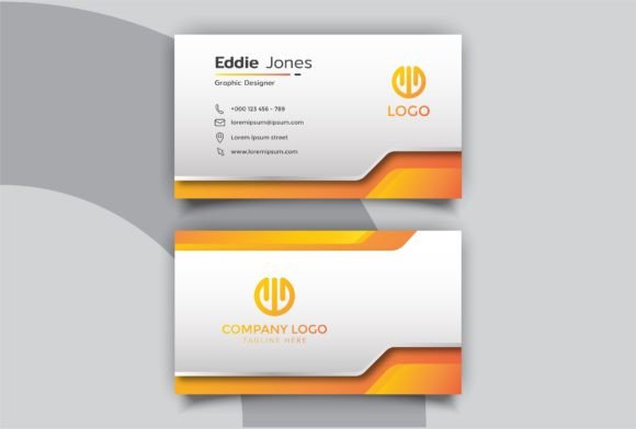 Orange Professional Business Card Graphics for Print Templates