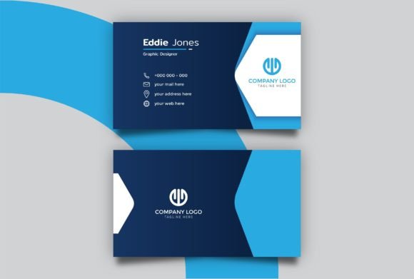 Professional Blue Business Card Graphics for Print Templates