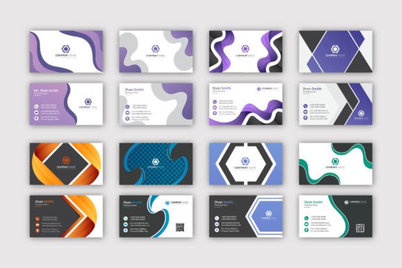 Professional Business Card Design Set Graphics for Print Templates