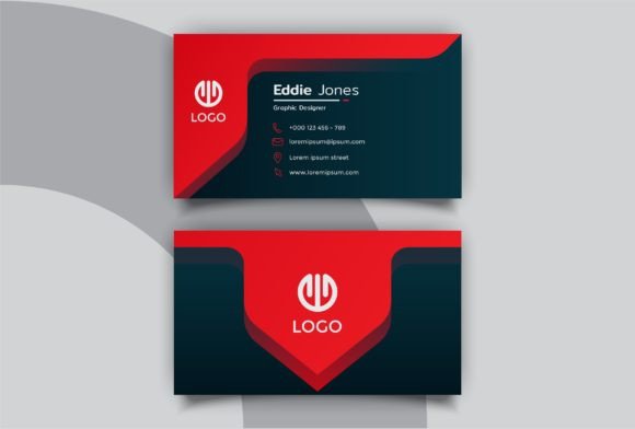 Professional Red Black Business Card Graphics