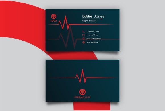 Red Pulse Icon Business Card Template: A Graphic Design Asset for Modern Publishers