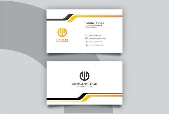 Simple Black Orange Business Card Graphics for Print Templates