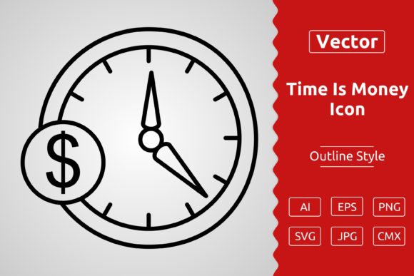 Time is Money Outline Icon for Modern Branding