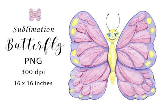 Watercolor Butterfly Sublimation Graphics for Print Templates