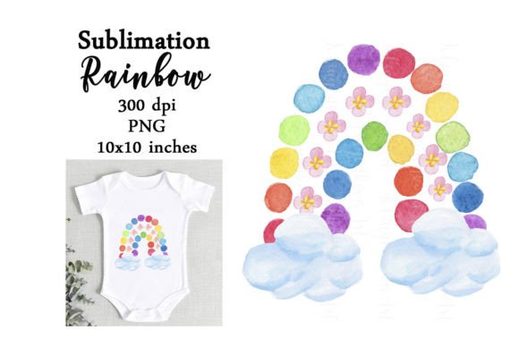 Watercolor Rainbow Flower Graphics for Print Templates