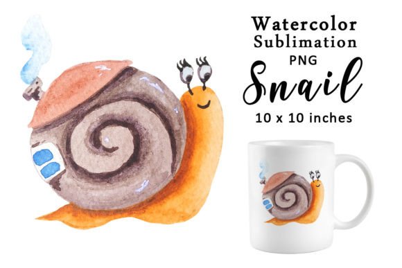 Watercolor Snail House Sublimation PNG for Graphics and Print Templates