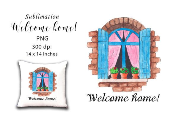 Watercolor Sublimation Window House Graphics for Local Branding