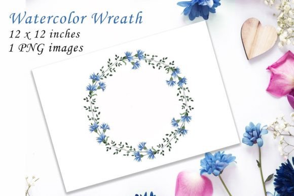 Watercolor Wreath Wildflowers Graphics for Print Templates