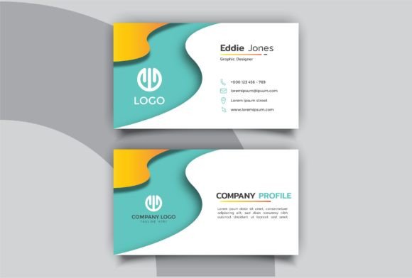 Wavy Green Business Card Graphics for Print Templates